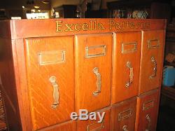 Antique 20 Drawer Excella Pattern Cabinet Oak Store Fixture File Crafts Sewing