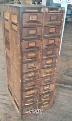 Antique 20 Drawer Lovely mitered Hardwood Wood Cabinet USA -a