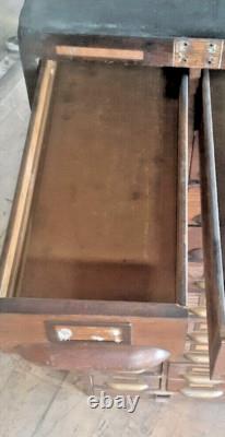 Antique 20 Drawer Lovely mitered Hardwood Wood Cabinet USA -a