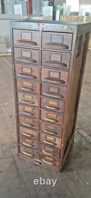 Antique 20 Drawer Lovely mitered Hardwood Wood Cabinet USA -a