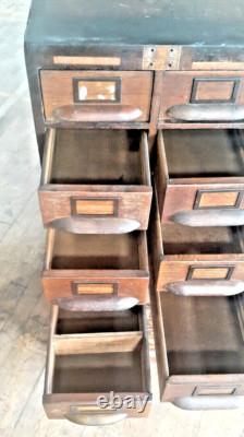 Antique 20 Drawer Lovely mitered Hardwood Wood Cabinet USA -a