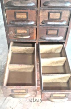 Antique 20 Drawer Lovely mitered Hardwood Wood Cabinet USA -a