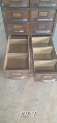 Antique 20 Drawer Lovely mitered Hardwood Wood Cabinet USA -a