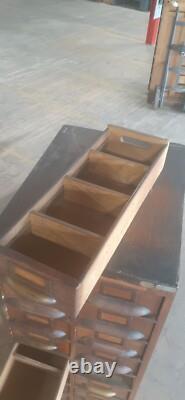 Antique 20 Drawer Lovely mitered Hardwood Wood Cabinet USA -a