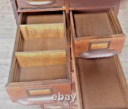 Antique 20 Drawer Lovely mitered Hardwood Wood Cabinet USA -b