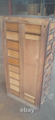 Antique 20 Drawer Lovely mitered Hardwood Wood Cabinet USA -c