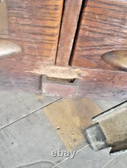 Antique 20 Drawer Lovely mitered Hardwood Wood Cabinet USA -c