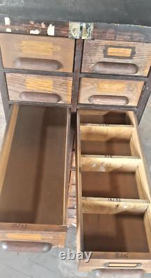 Antique 20 Drawer Lovely mitered Hardwood Wood Cabinet USA -c