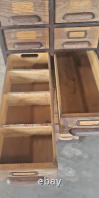Antique 20 Drawer Lovely mitered Hardwood Wood Cabinet USA -c