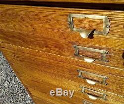 Antique 20 Drawers Oak Map and Blueprint Cabinet Divided Flat File Circa 1920