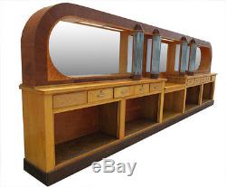 Antique 22' Art Deco Mahogany/Birds Eye Maple Finish Front & Back Bar