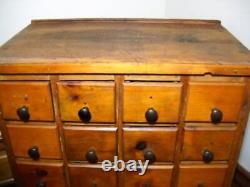 Antique 24 Drawer Rustic Wood Store Apothecary Cabinet 25 3/4 Tall