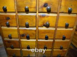 Antique 24 Drawer Rustic Wood Store Apothecary Cabinet 25 3/4 Tall