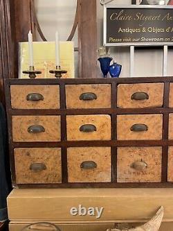 Antique 33 Drawer Oak & Birds Eye Maple Apothecary Chest of Drawers