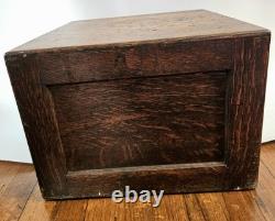 Antique 4 Drawer Library Bureau Sole Maker Tiger Oak Card Cabinet Victorian