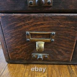 Antique 4 Drawer Library Bureau Sole Maker Tiger Oak Card Cabinet Victorian