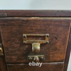 Antique 4 Drawer Library Bureau Sole Maker Tiger Oak Card Cabinet Victorian