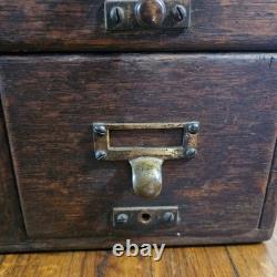 Antique 4 Drawer Library Bureau Sole Maker Tiger Oak Card Cabinet Victorian