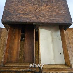 Antique 4 Drawer Library Bureau Sole Maker Tiger Oak Card Cabinet Victorian