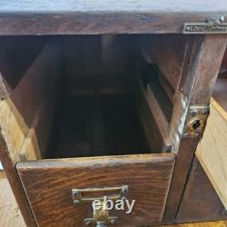 Antique 4 Drawer Library Bureau Sole Maker Tiger Oak Card Cabinet Victorian