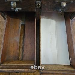 Antique 4 Drawer Library Bureau Sole Maker Tiger Oak Card Cabinet Victorian