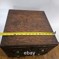 Antique 4 Drawer Library Bureau Sole Maker Tiger Oak Card Cabinet Victorian