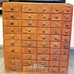 Antique 40-Drawer Primitive Cabinet Boston Apothecary, Hardware, Watch Maker