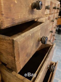 Antique 40-Drawer Primitive Cabinet Boston Apothecary, Hardware, Watch Maker