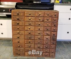 Antique 40-Drawer Primitive Cabinet Boston Apothecary, Hardware, Watch Maker