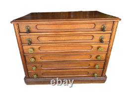 Antique 6 Drawer J & P Coats Clark Spool Thread Oak Cabinet