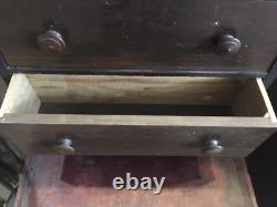Antique 6 Drawer Wood Cabinet Porcelain Knobs 30x21-1/2x6-1/2