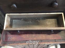 Antique 6 Drawer Wood Cabinet Porcelain Knobs 30x21-1/2x6-1/2