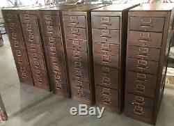 Antique 6-Piece Modular Library Card Catalog File Cabinet Remington Rand Wooden