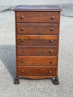 Antique 6 drawer oak collectors cabinet narrow dresser record music Edison 1900s