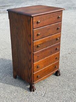 Antique 6 drawer oak collectors cabinet narrow dresser record music Edison 1900s