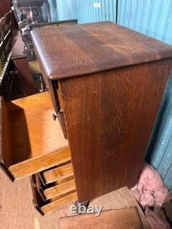 Antique 6 drawer oak collectors cabinet narrow dresser record music Edison 1900s