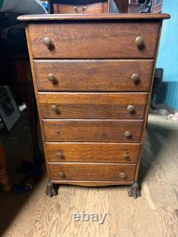 Antique 6 drawer oak collectors cabinet narrow dresser record music Edison 1900s