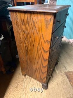 Antique 6 drawer oak collectors cabinet narrow dresser record music Edison 1900s