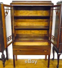 Antique 64 Solid Wood Dovetail Construction Mid-Century China Cabinet Hutch