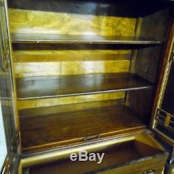 Antique 64 Solid Wood Dovetail Construction Mid-Century China Cabinet Hutch