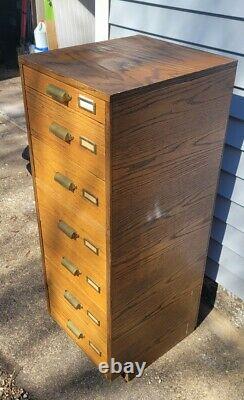Antique 7 Drawer Wood Apothecary Cabinet Printers Typeset map file 16 x 18 x 44