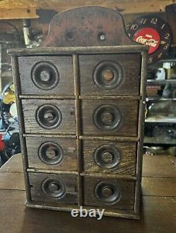 Antique 8 Drawer Spice Cabinet Primitive Vtg