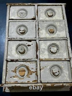 Antique 8 Drawer Spice Cabinet Wall Mount Primitive Vtg Old Paint Farm House