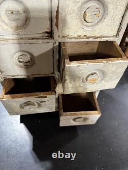 Antique 8 Drawer Spice Cabinet Wall Mount Primitive Vtg Old Paint Farm House