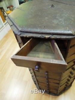 Antique 8 Sided 96 Drawer Store Revolving Screw And Bolt Cabinet
