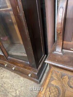 Antique 8 ft victorian walnut bookcase eastlake 1880 original finish library