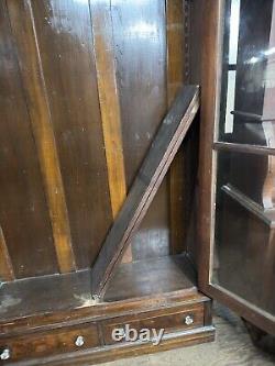 Antique 8 ft victorian walnut bookcase eastlake 1880 original finish library