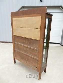 Antique ARTS & CRAFTS MISSION OAK GLASS DISPLAY CASE CURIO CABINET Bookshelf