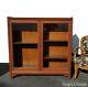 Antique American Oak Wood Display Cabinet Bookcase With Glass Doors