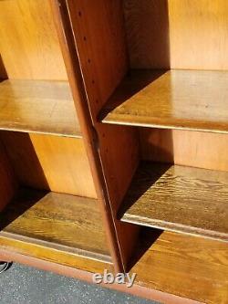 Antique American Oak Wood Display Cabinet Bookcase with Glass Doors